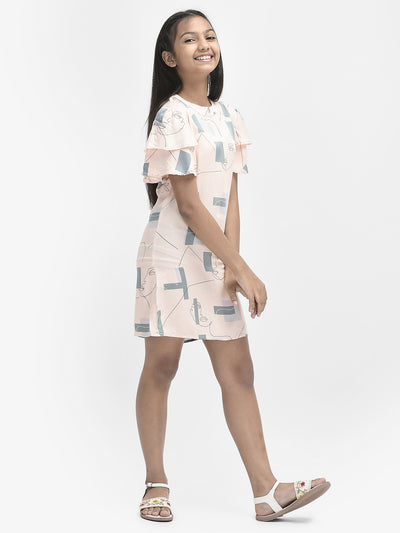 Peach Printed Dress
