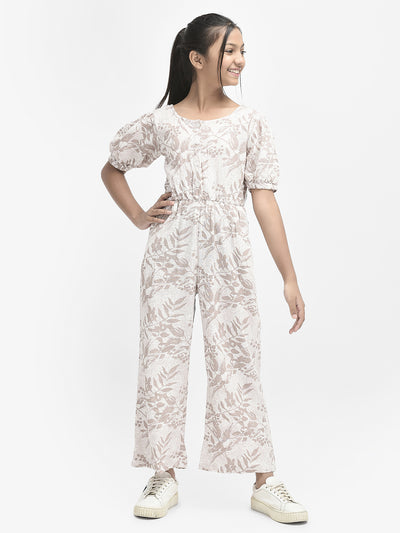  Beige Floral Jumpsuit