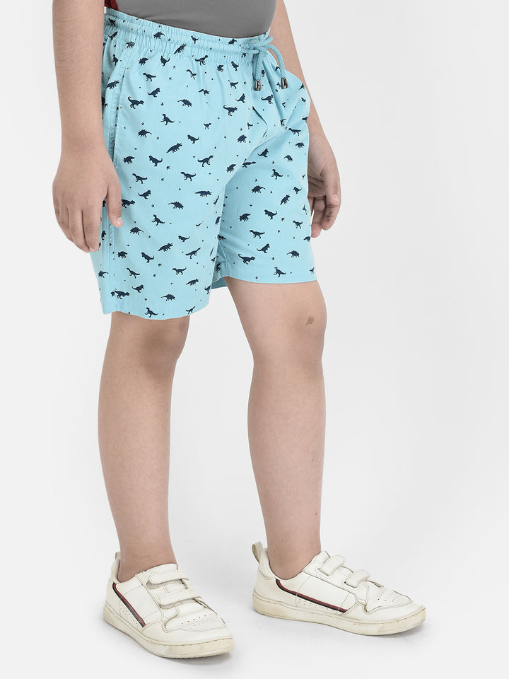 Turquoise Animal Printed Lounge Shorts