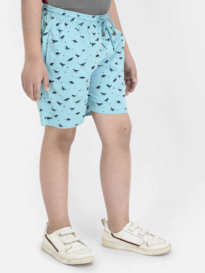 Turquoise Animal Printed Lounge Shorts
