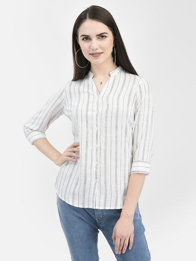 Vertical Striped White Shirt