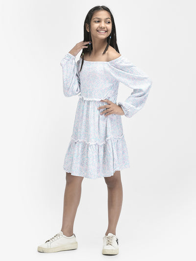 Pink Printed Knee Length Dress