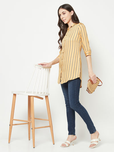 Orange Vertical Striped Shirt