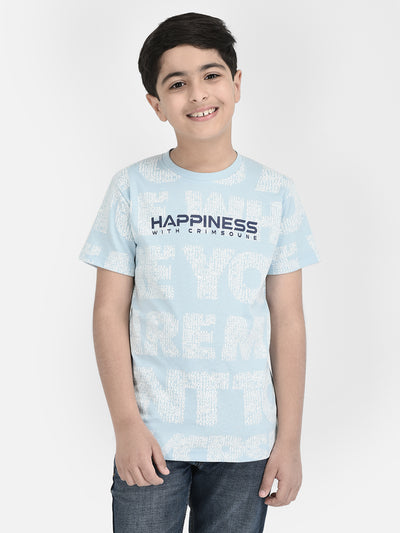  Blue Printed Cotton T-shirt