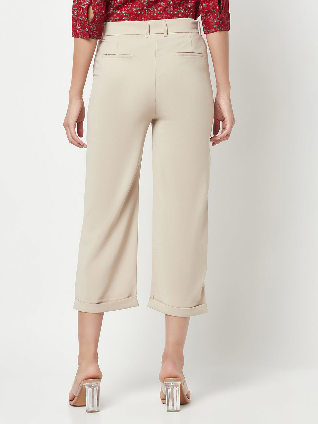 Beige Peg Trousers