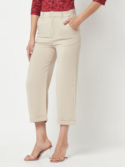 Beige Peg Trousers