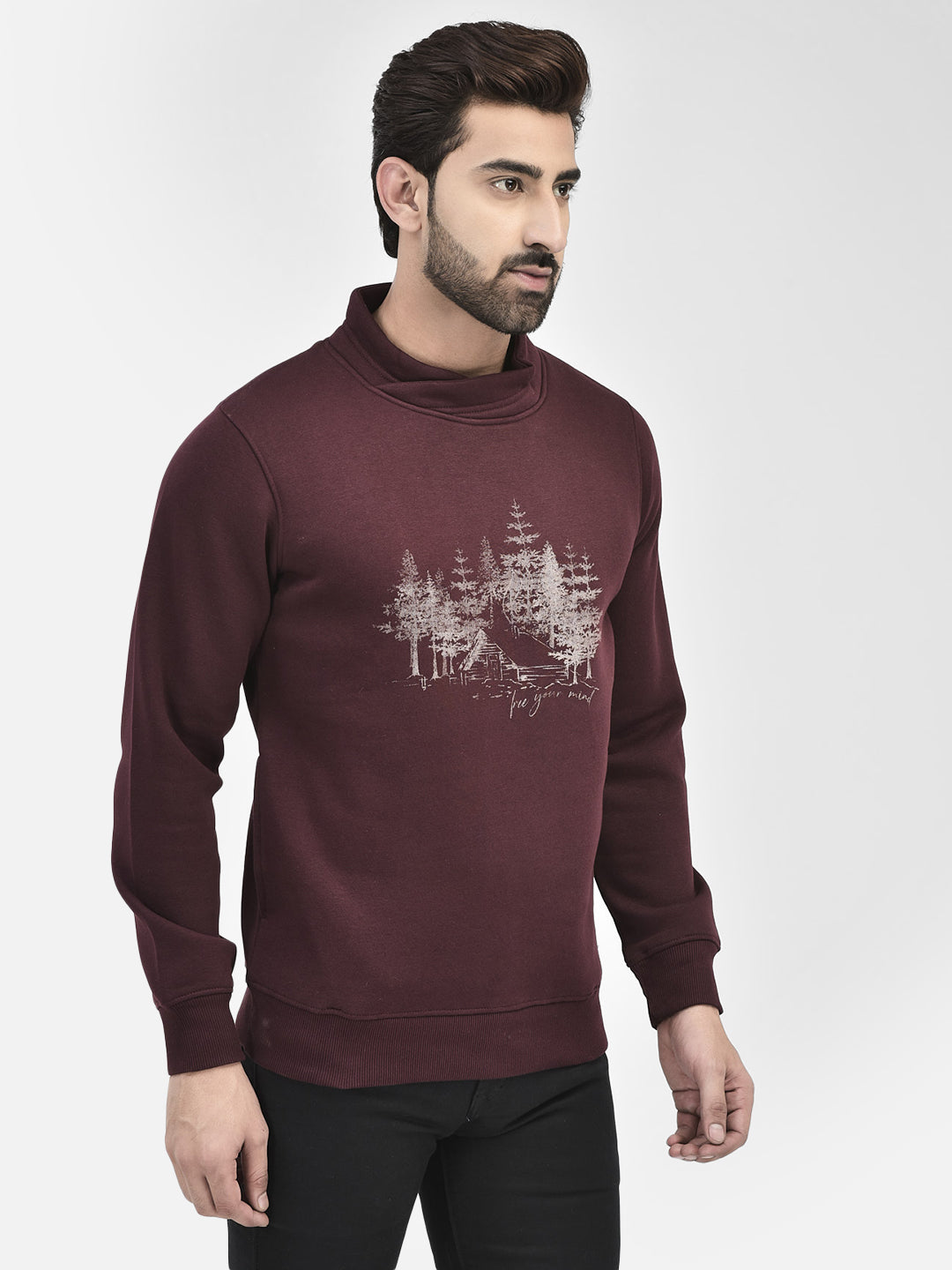 Wine Printed Sweatshirt.