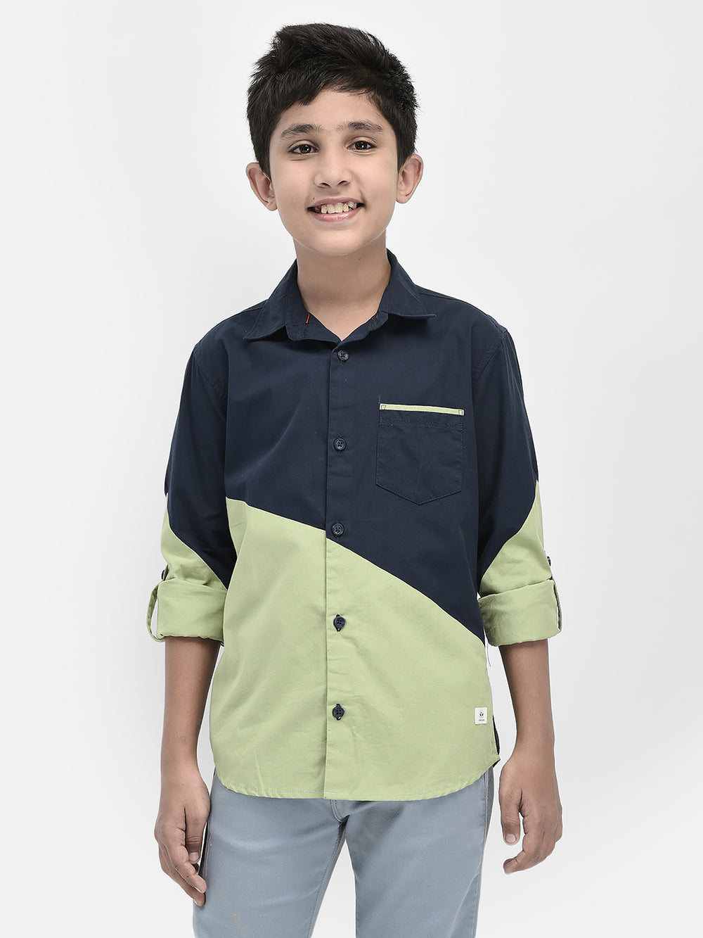 Navy Blue Clourblocked Shirt