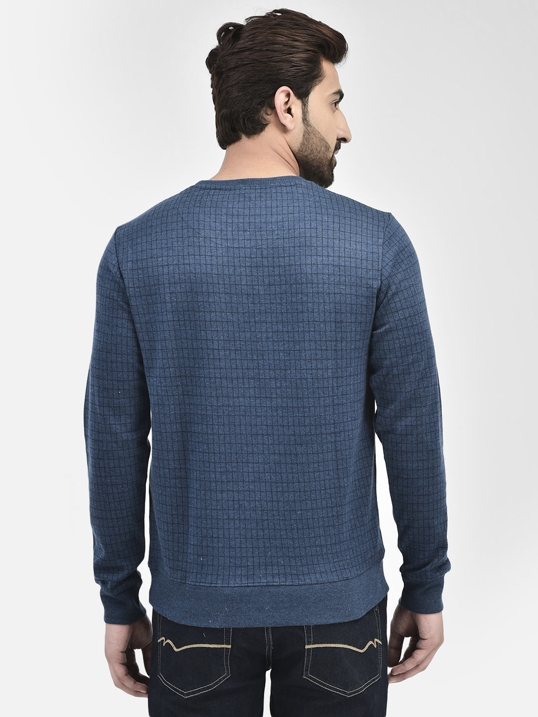 Navy Blue Printed Sweatshirt.