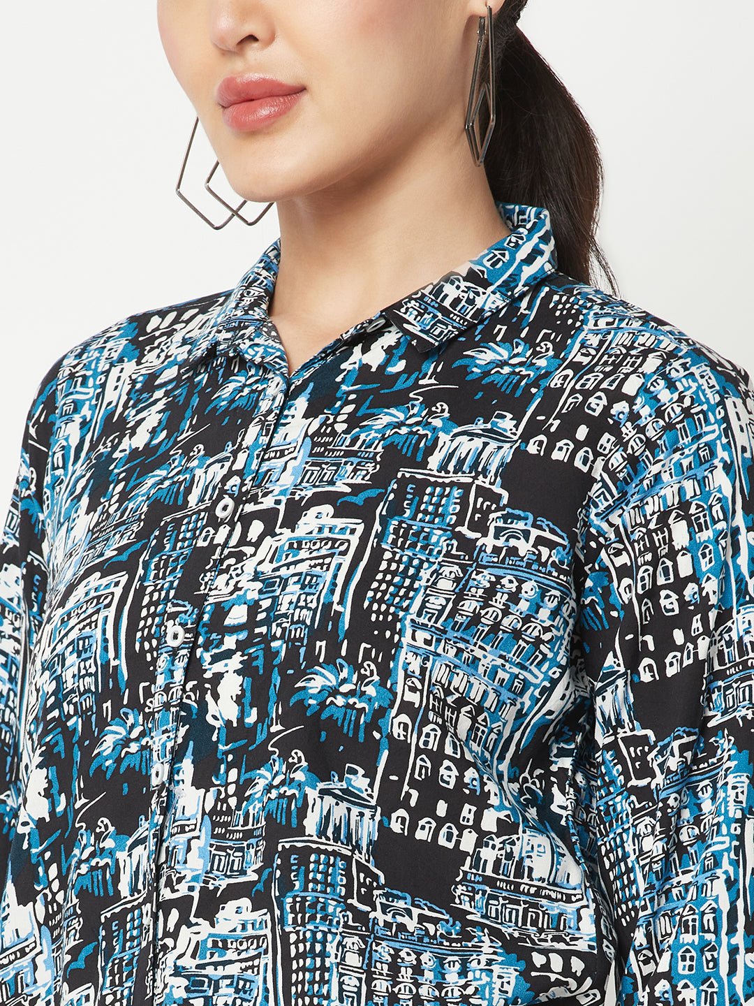 Navy Blue Shirt With knot detail