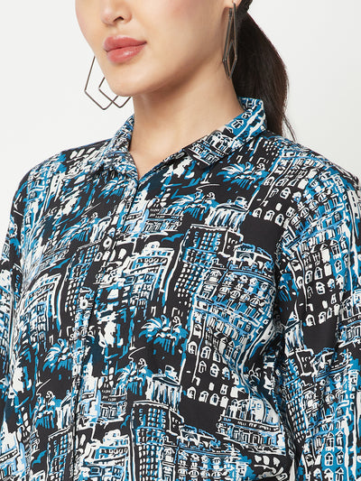 Navy Blue Shirt With knot detail