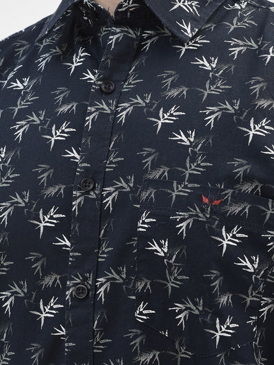 Navy Blur Floral Shirt