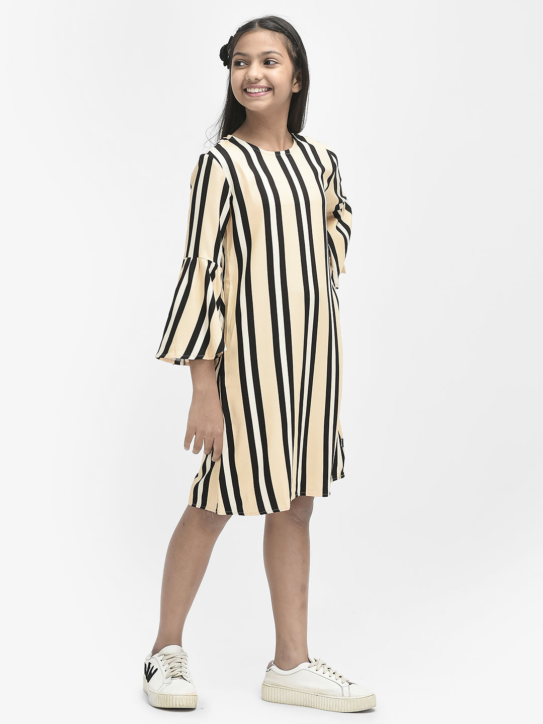 Beige Striped Dress