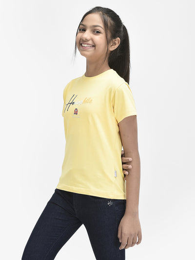  Yellow Typography Tshirt