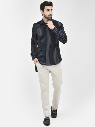 Navy Blue Stripes Shirt.