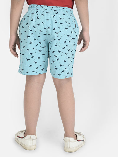 Turquoise Animal Printed Lounge Shorts