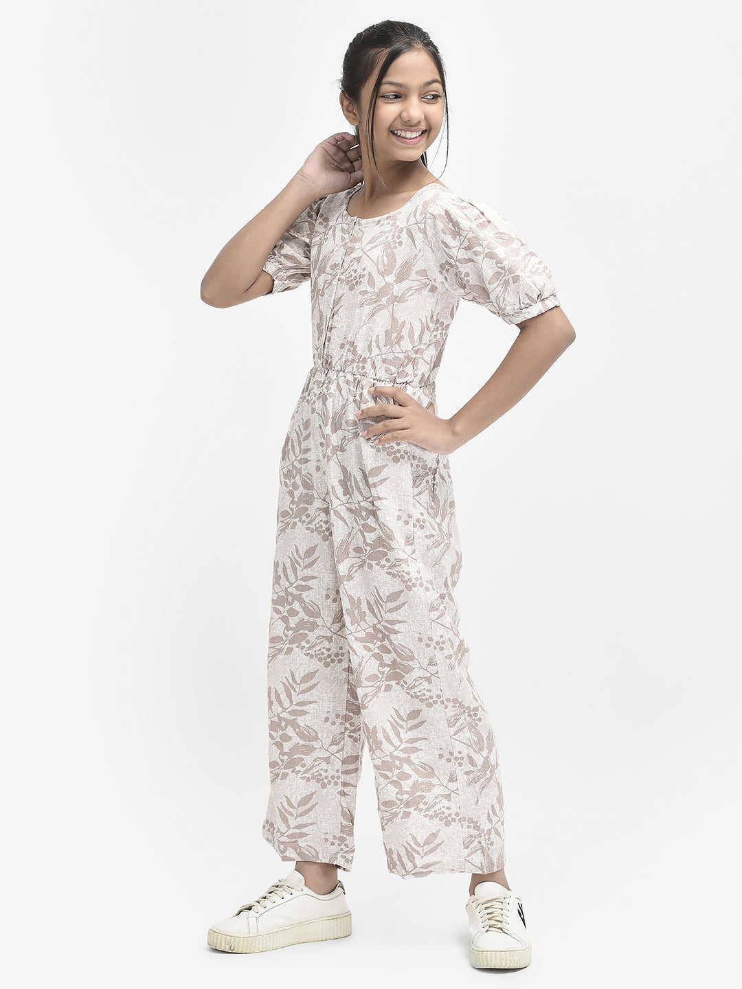  Beige Floral Jumpsuit