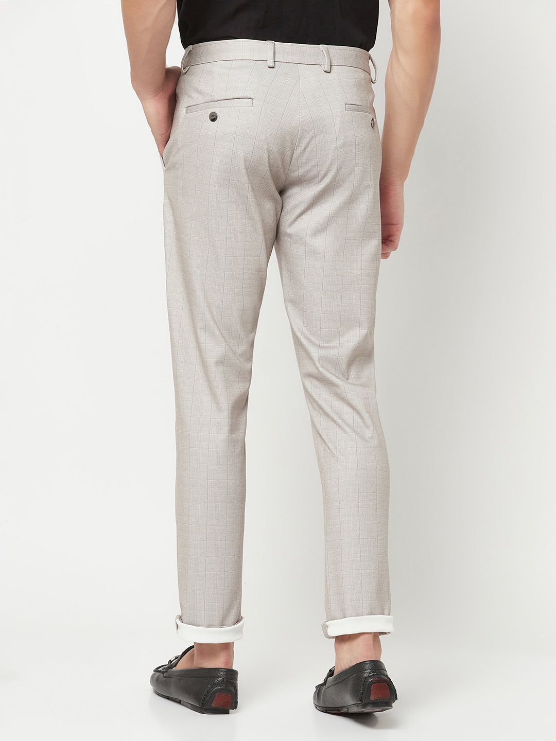 Grey Printed Formal Trousers