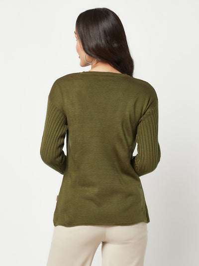 Olive Round Neck Sweater