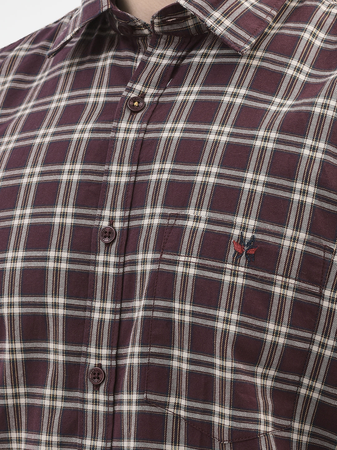 Crimsoune Club Wine Colour Checked Shirt