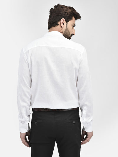 White Mandarin Collar Shirt