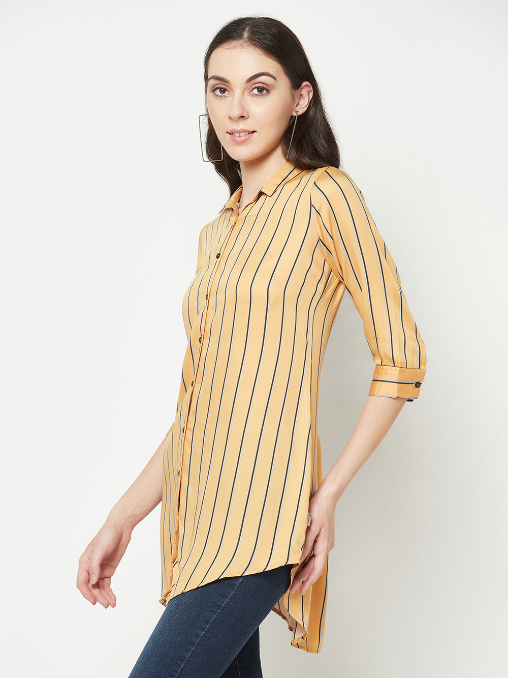 Orange Vertical Striped Shirt