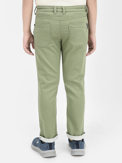  Olive Trousers in Denim Look