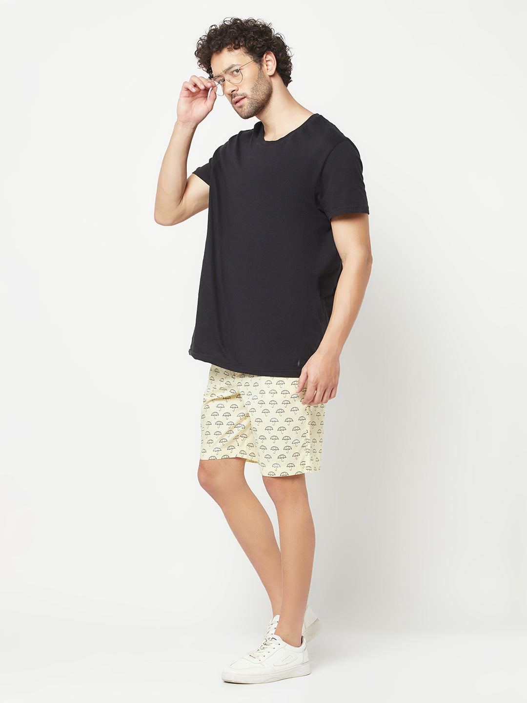 Yellow Umbrella Print Lounge Shorts