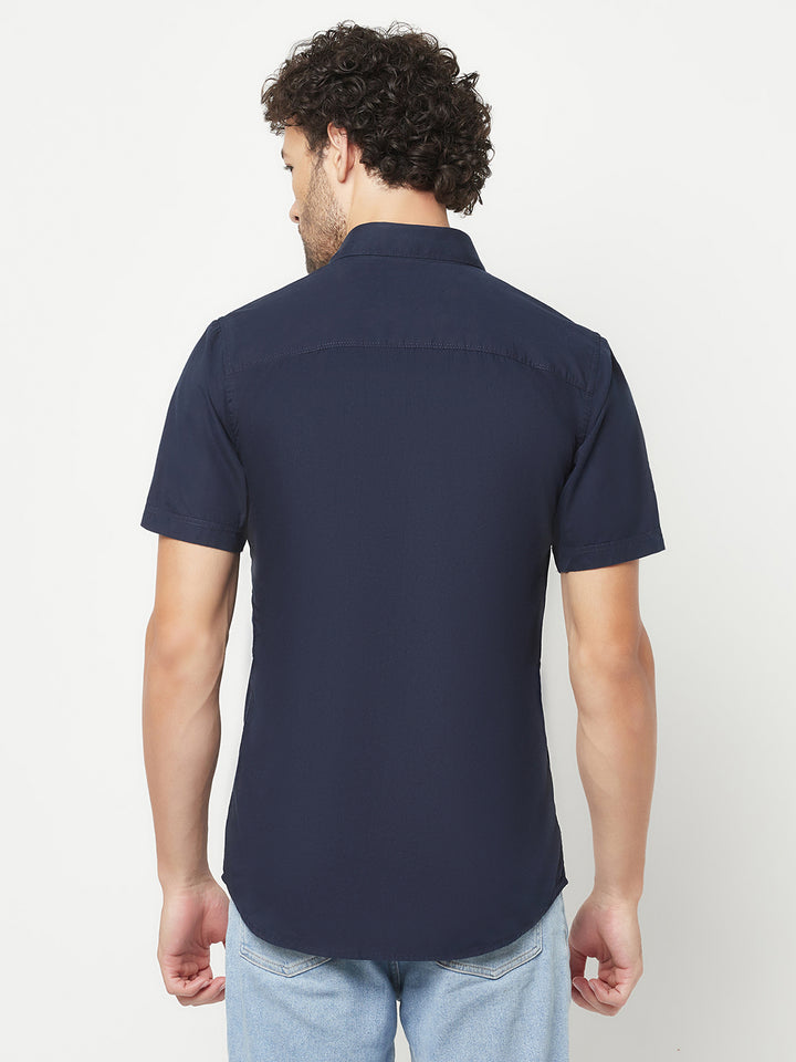 Navy Blue Colourblocked Shirt