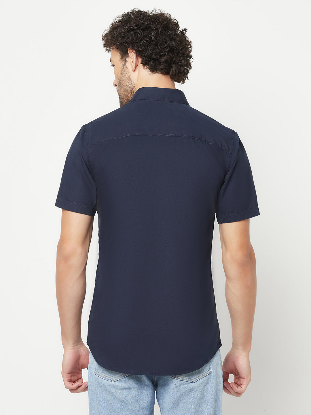 Navy Blue Colourblocked Shirt
