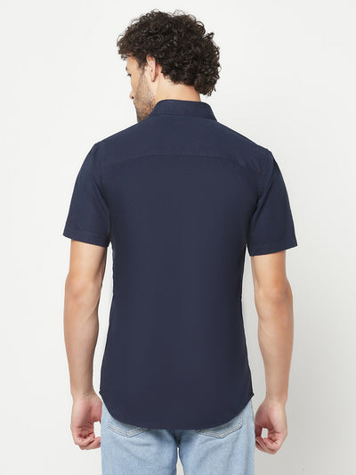 Navy Blue Colourblocked Shirt