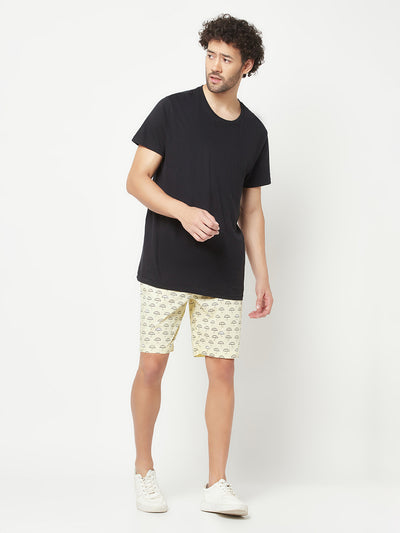 Yellow Umbrella Print Lounge Shorts