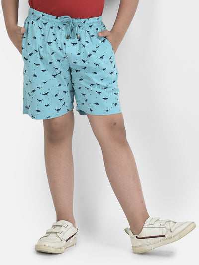 Turquoise Animal Printed Lounge Shorts