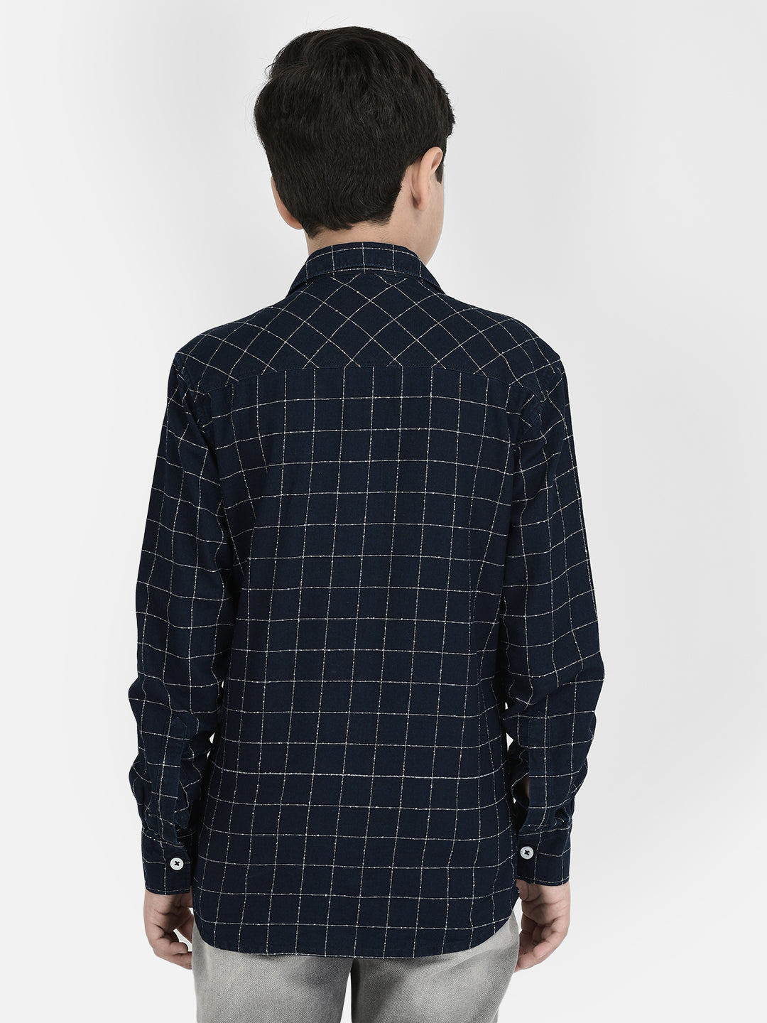 Navy Blue Checked Shirt