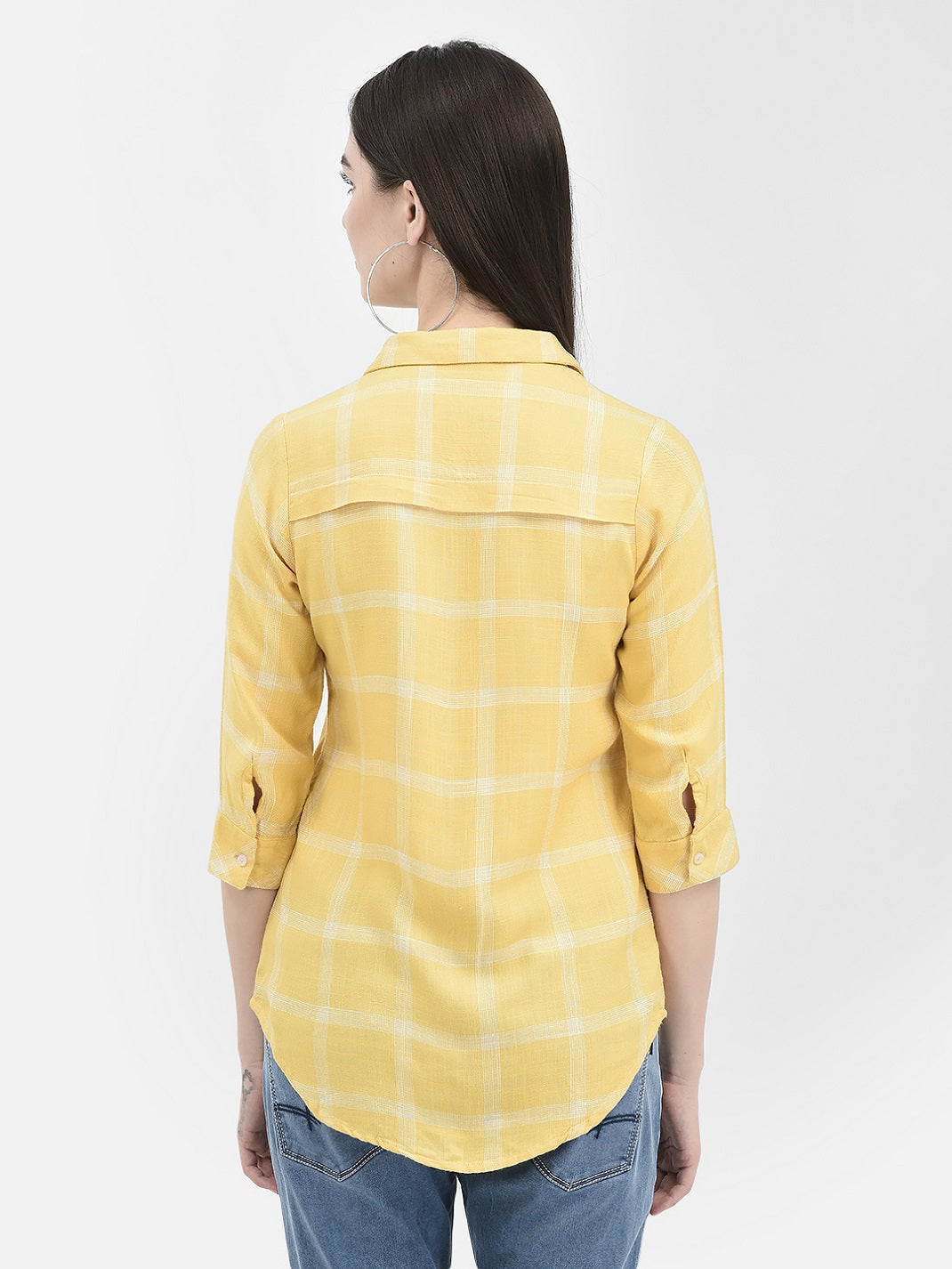 Windowpane Checked Yellow Shirt