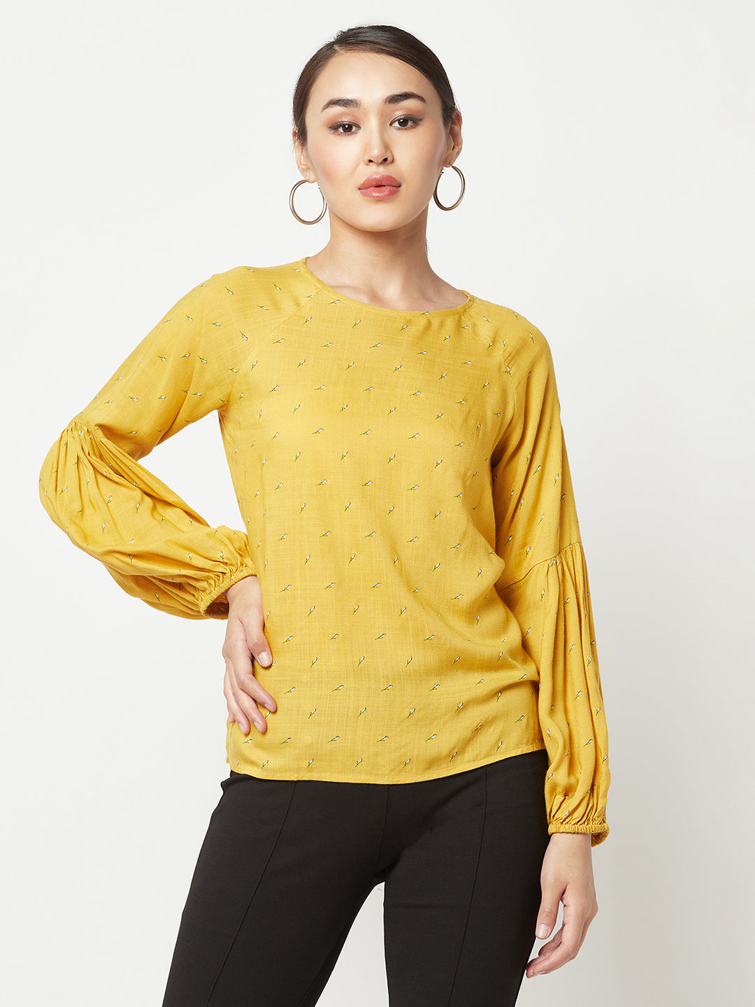 Mustard Floral Top