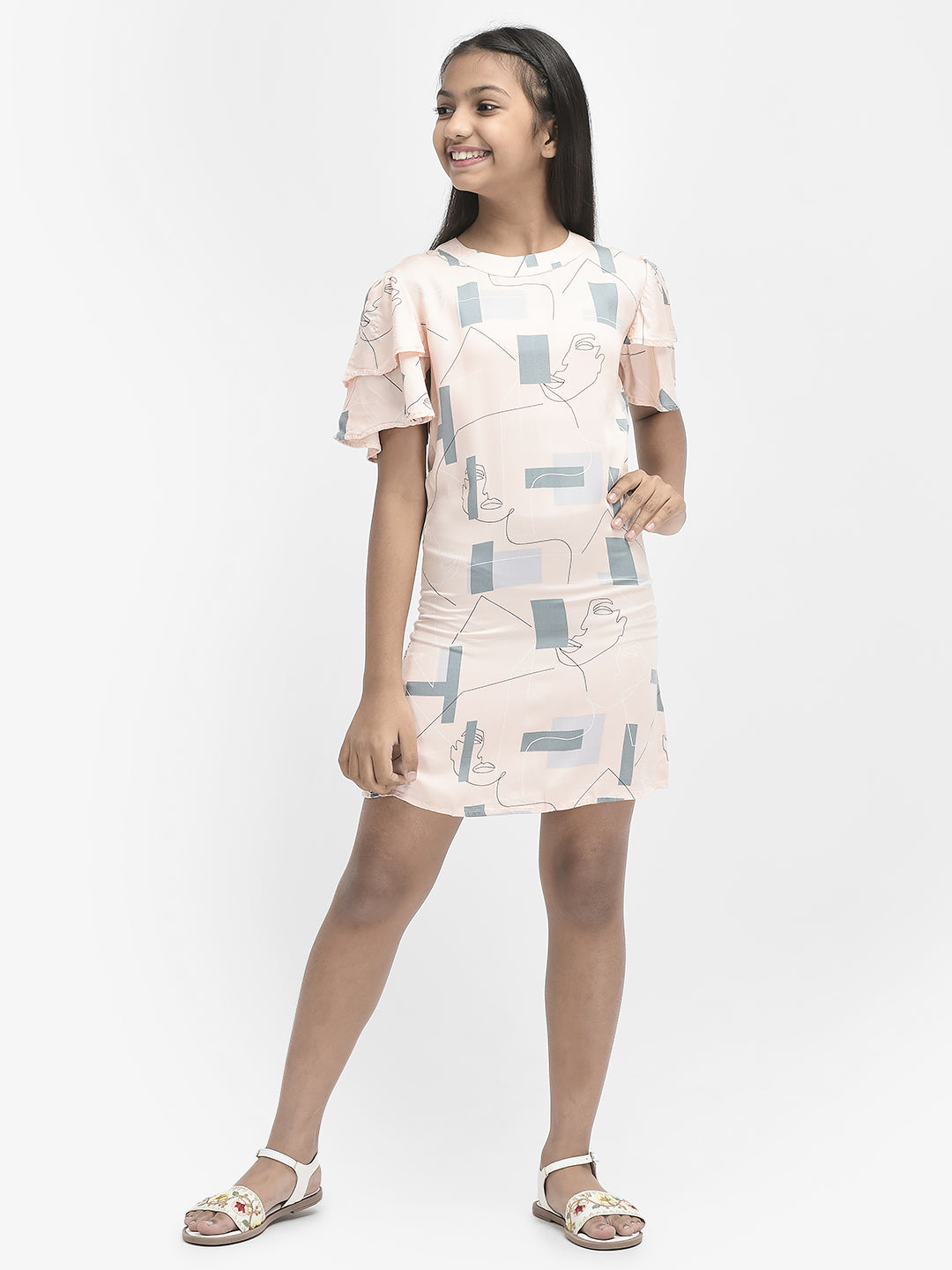 Peach Printed Dress