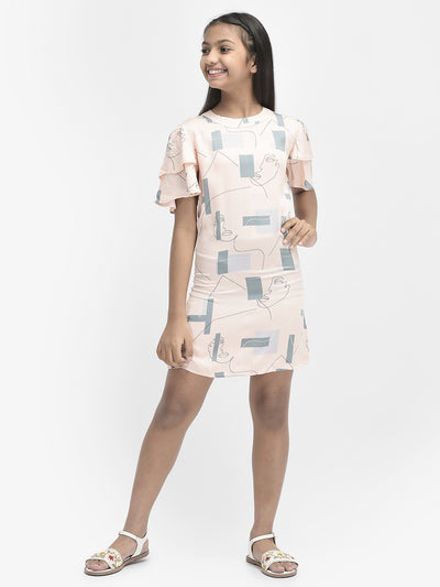 Peach Printed Dress