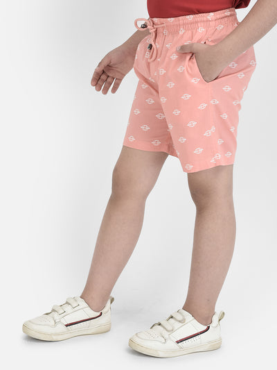 Peach Printed Lounge Shorts