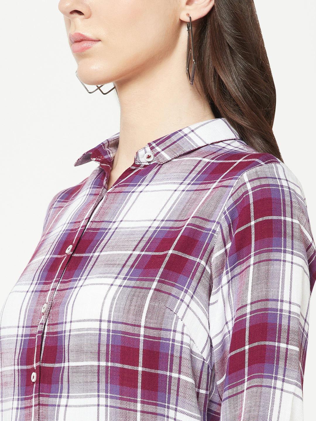 Purple Checked Causal Shirt