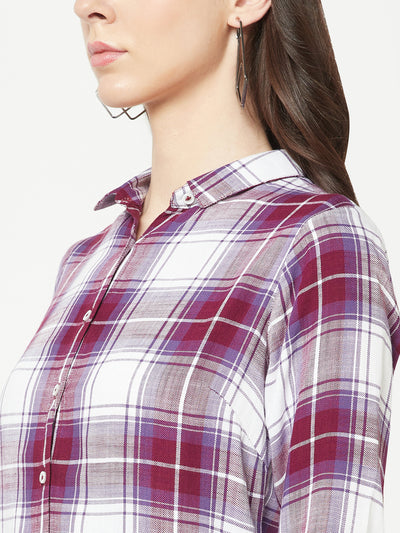  Purple Checked Causal Shirt