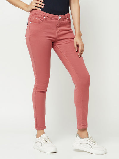  Pink Skinny Ankle Length Jeans