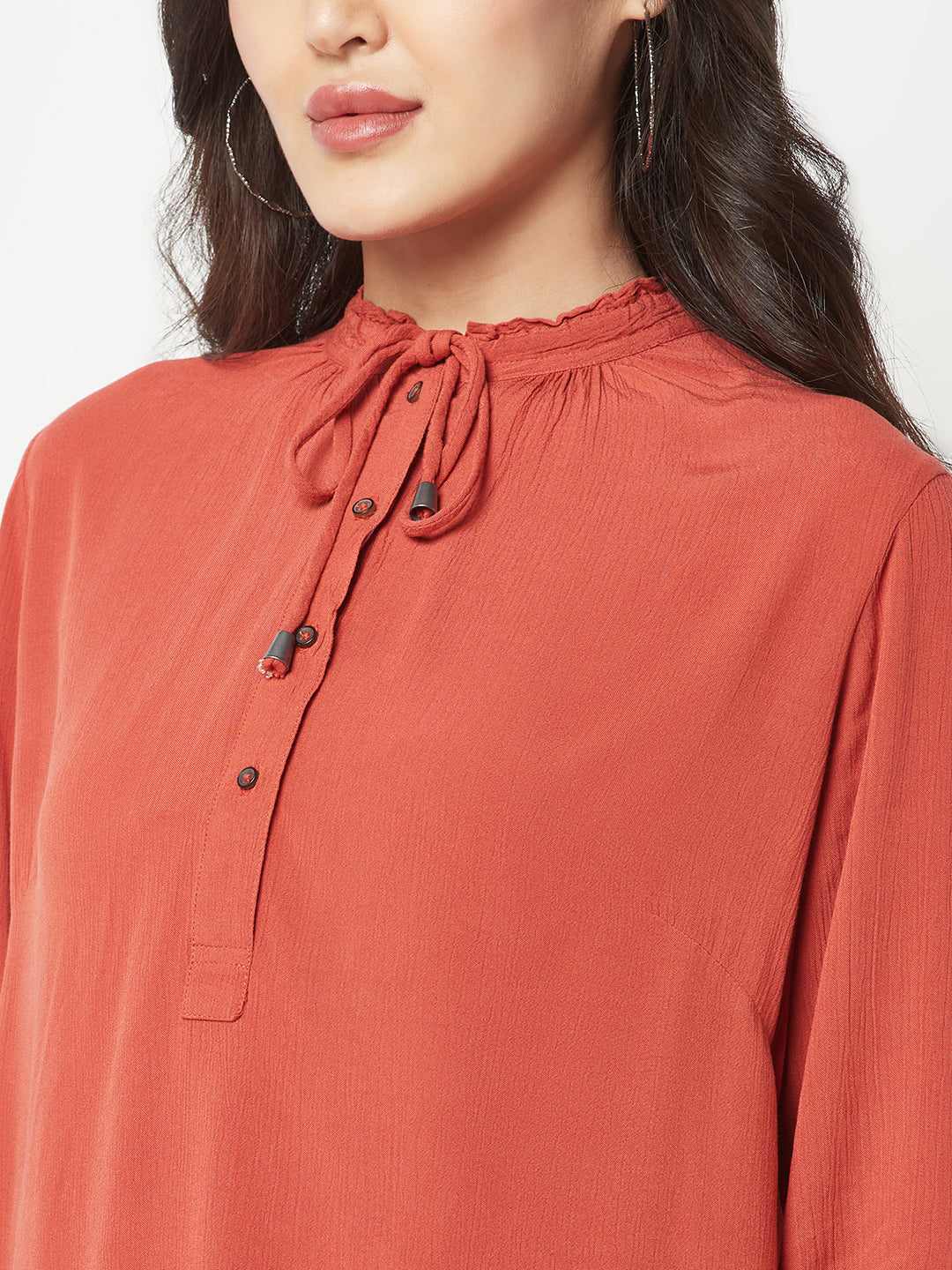 Red Tie-Up Neck Top