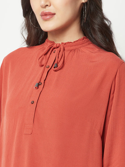 Red Tie-Up Neck Top