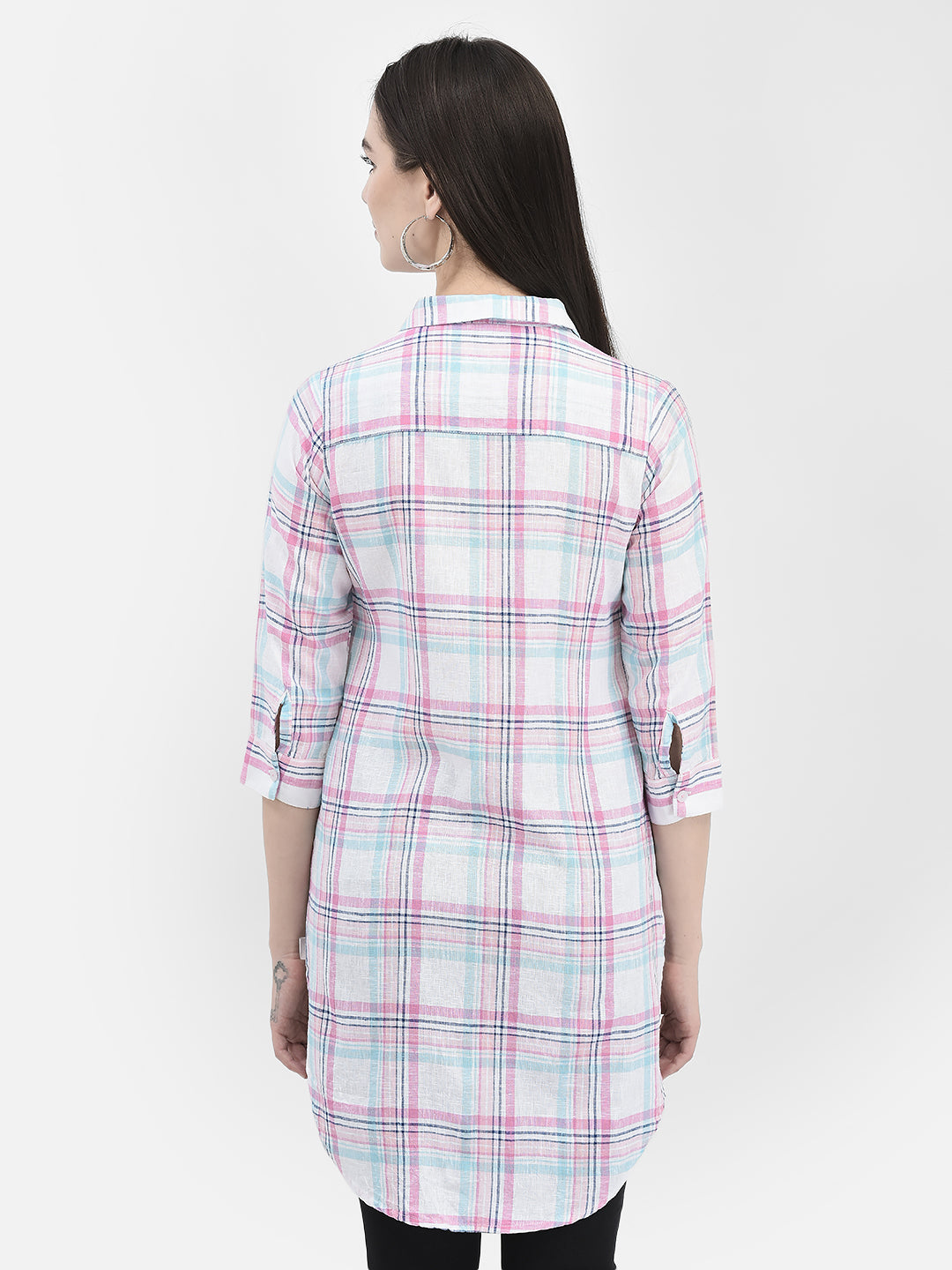 Windowpane Checked Multi Longline Shirt