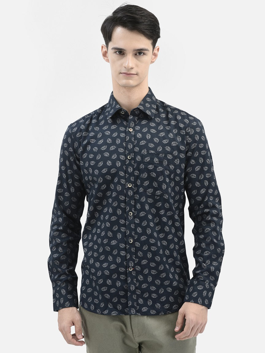 Navy Blue Printed Shirt