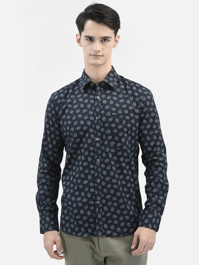 Navy Blue Printed Shirt