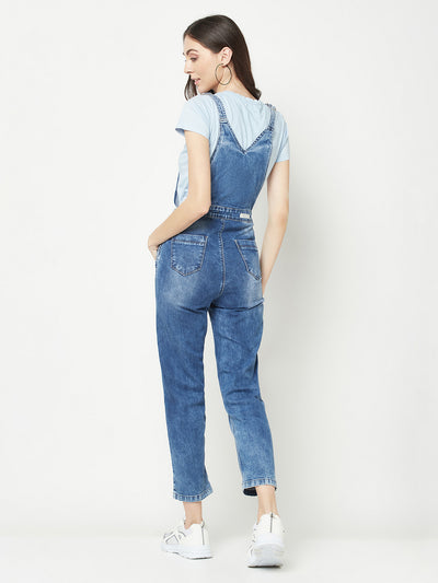  Blue Straight Leg Denim Dungarees