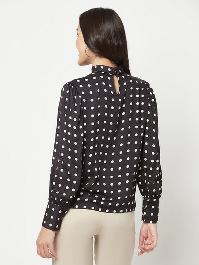 Black Polka Dot Printed Top
