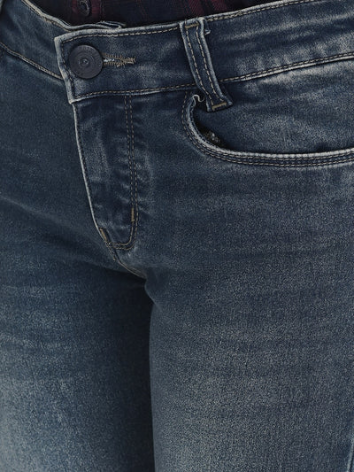 Navy Blue Slit Jeans